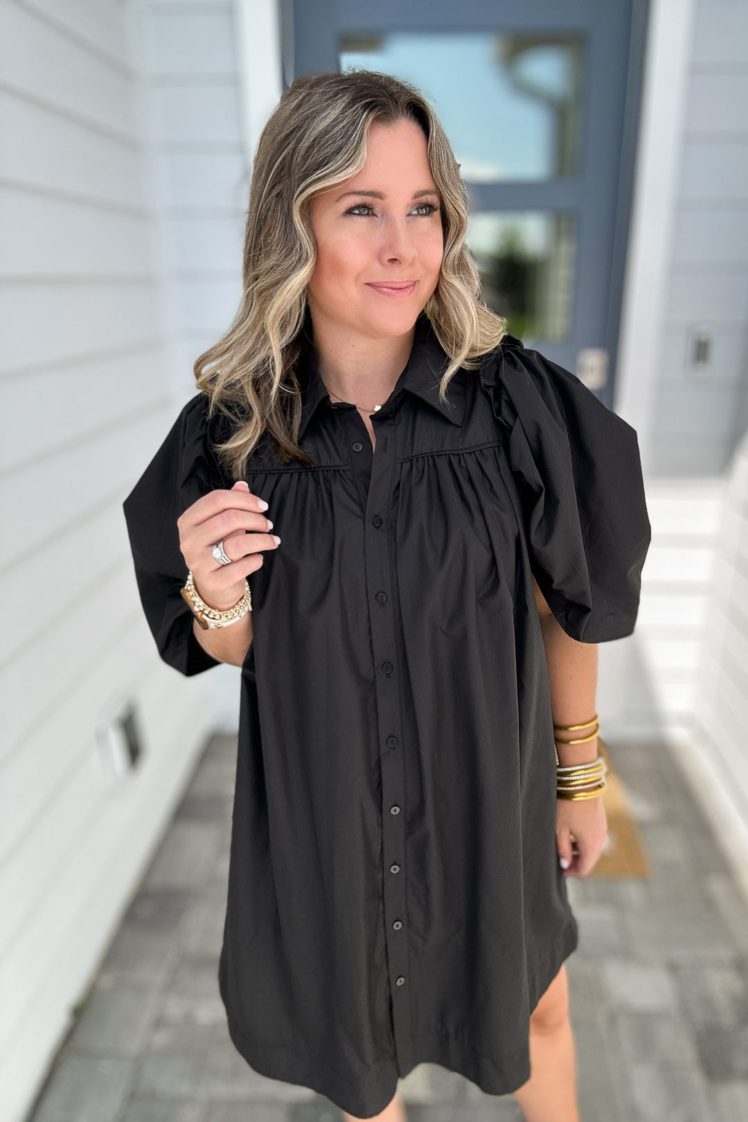 Ruffle Goes On Dress -  Black