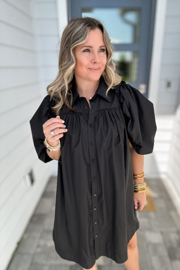 Ruffle Goes On Dress -  Black