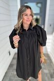 Ruffle Goes On Dress -  Black