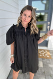 Ruffle Goes On Dress -  Black