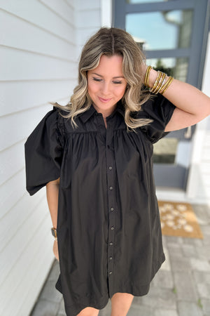 Ruffle Goes On Dress -  Black