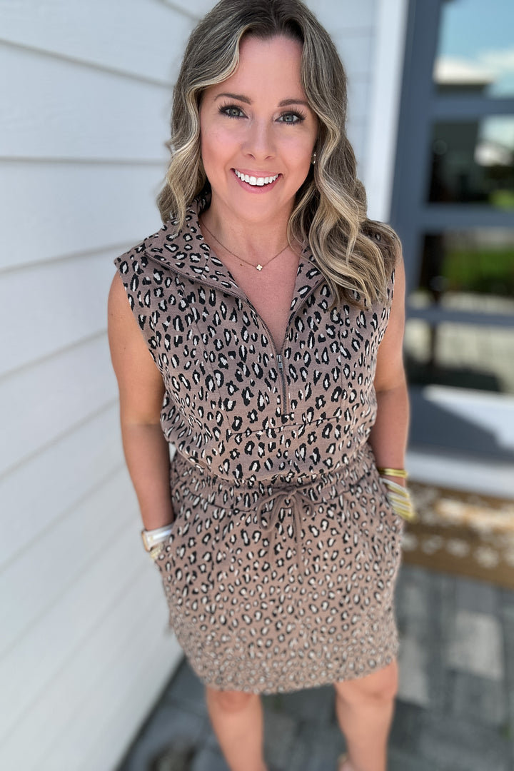 Roaring Into Fall Half Zip Dress
