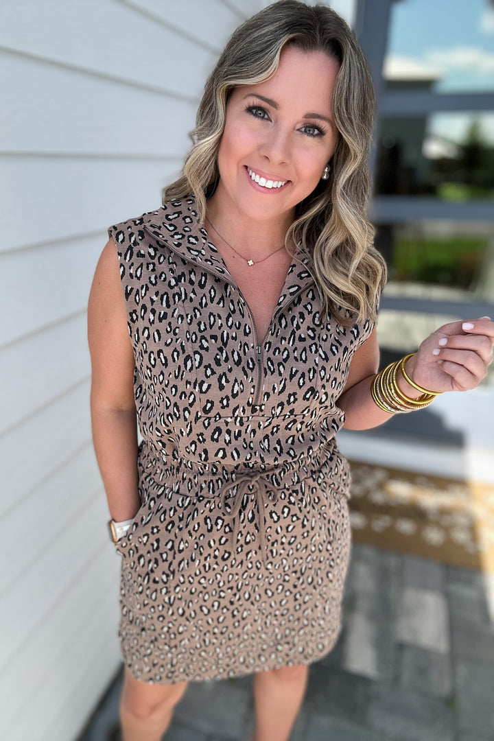 Roaring Into Fall Half Zip Dress