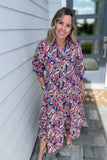 Michelle McDowell: Elanor Dress-  Mosaic Meadow Navy