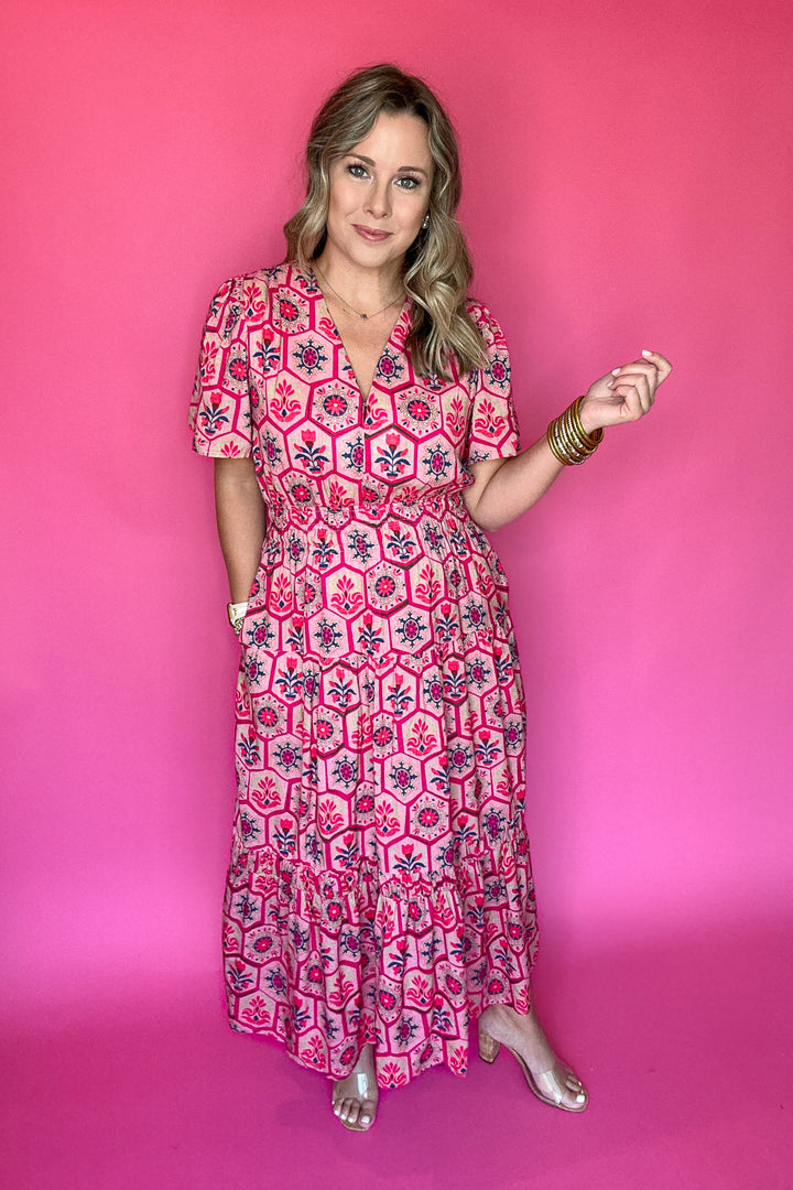 THML: Walking Together Midi Dress - Pink