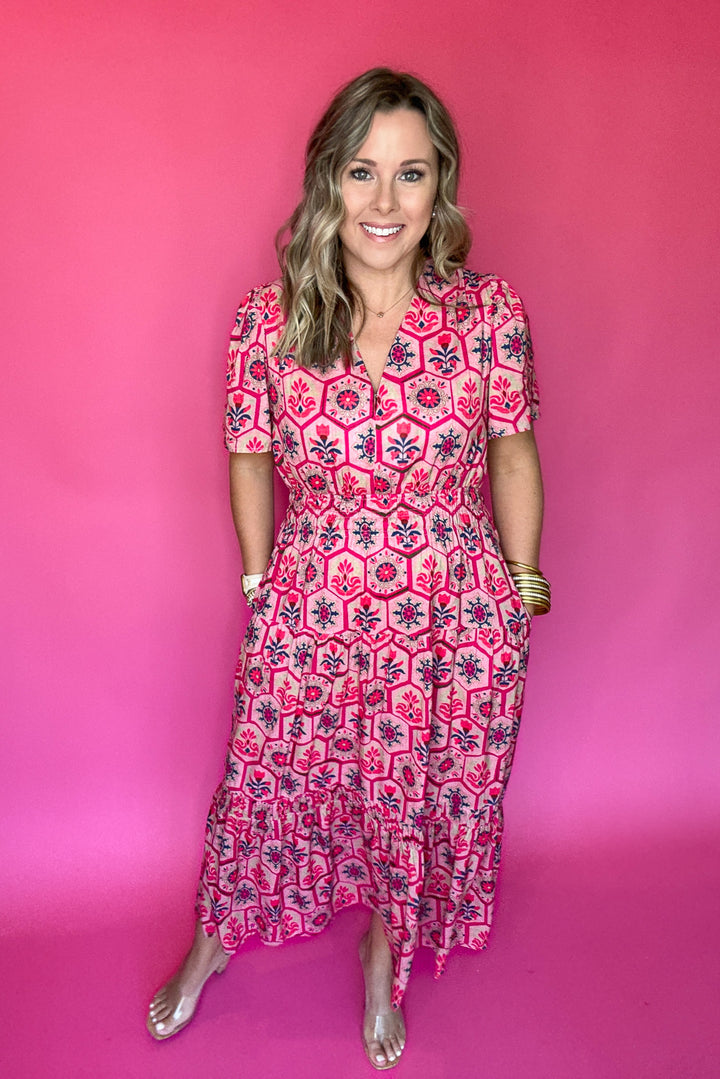 THML: Walking Together Midi Dress - Pink