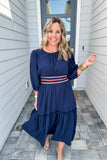 Sweet Escape Midi Dress - Navy