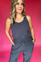 Spanx: On the Move Curved Hem Tank - Dark Storm