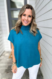 So Poised Mock Neck Sweater - Teal