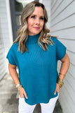 So Poised Mock Neck Sweater - Teal