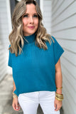 So Poised Mock Neck Sweater - Teal