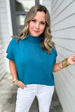 So Poised Mock Neck Sweater - Teal