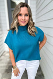 So Poised Mock Neck Sweater - Teal