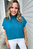 So Poised Mock Neck Sweater - Teal