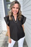 Early Autumn Ruffle Blouse - -Black