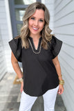 Early Autumn Ruffle Blouse - -Black