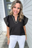 Early Autumn Ruffle Blouse - -Black