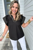 Early Autumn Ruffle Blouse - -Black