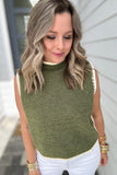 Trim It Up Sweater Tank - Olive