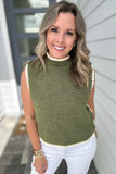 Trim It Up Sweater Tank - Olive