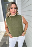 Trim It Up Sweater Tank - Olive