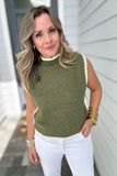 Trim It Up Sweater Tank - Olive