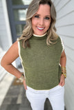 Trim It Up Sweater Tank - Olive