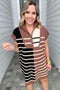 Meg Half Zip Dress - Mocha Stripe