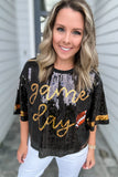 Simply Southern: Black Sequin Gameday Top