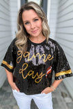 Simply Southern: Black Sequin Gameday Top