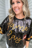 Simply Southern: Black Sequin Gameday Top