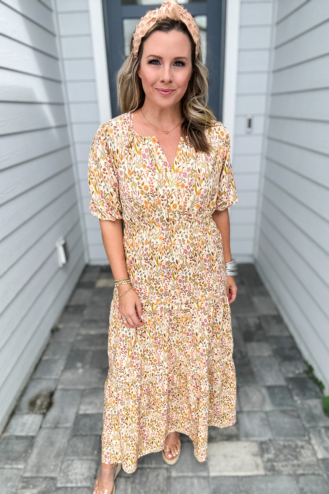 Simply Southern: Tan Floral Maxi Dress
