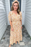 Simply Southern: Tan Floral Maxi Dress