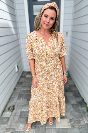 Simply Southern: Tan Floral Maxi Dress