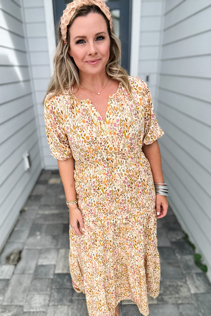Simply Southern: Tan Floral Maxi Dress