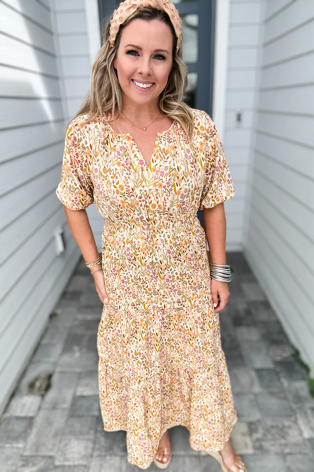 Simply Southern: Tan Floral Maxi Dress