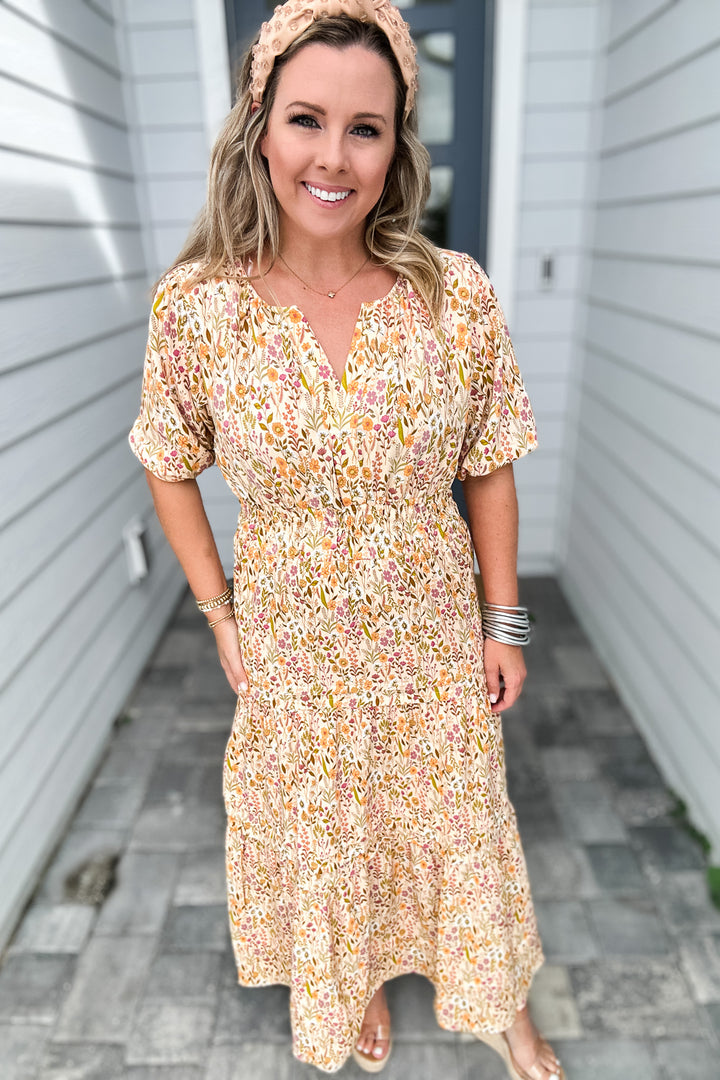 Simply Southern: Tan Floral Maxi Dress