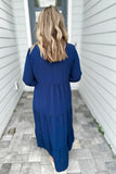 Simple And Free Midi Dress - Navy