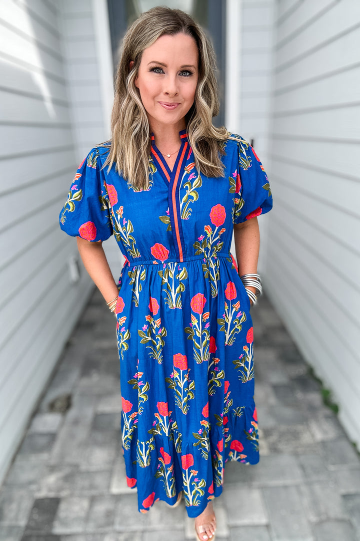 THML:Living This Life Midi Dress - Blue