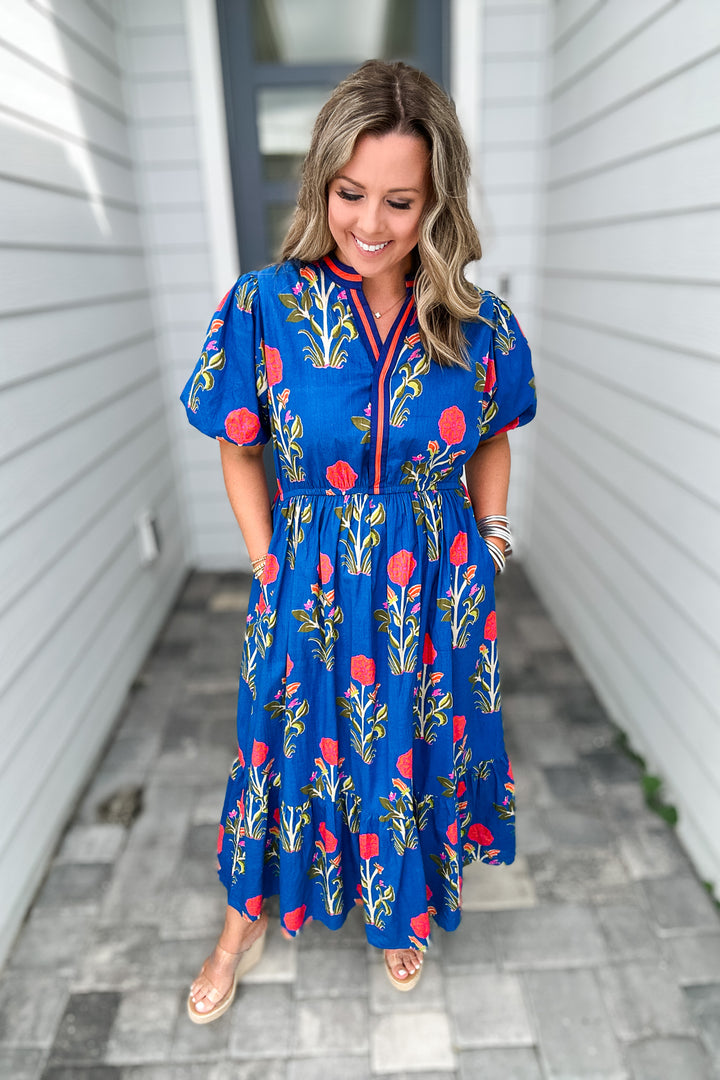 THML:Living This Life Midi Dress - Blue