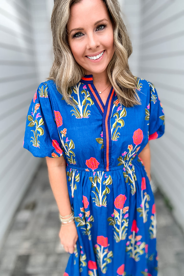 THML:Living This Life Midi Dress - Blue