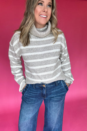 Z Supply: Josephine Stripe Sweater - Heather Taupe