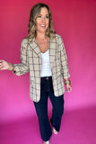 Leveling Up Blazer - Tan Plaid