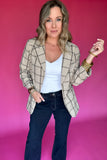 Leveling Up Blazer - Tan Plaid