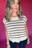 Looking At You Stripe Sweater Top - Lt Mocha