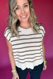 Looking At You Stripe Sweater Top - Lt Mocha