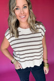 Looking At You Stripe Sweater Top - Lt Mocha