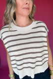 Looking At You Stripe Sweater Top - Lt Mocha