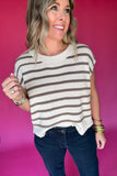 Looking At You Stripe Sweater Top - Lt Mocha