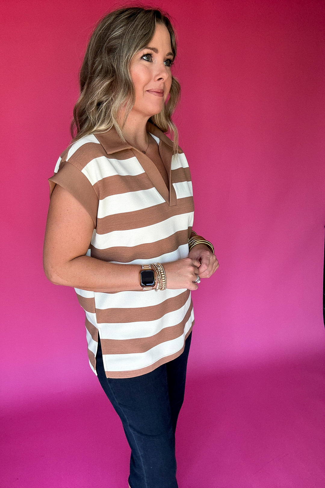 Everyday Elevated Stripe Top - Mocha